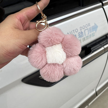 Hairball Flowers Cute Plush Keychain