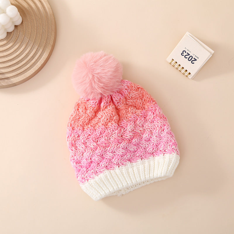 Wholesale Children's Winter Hats Plus Velvet Color Matching Beanie Ear Protection Hats