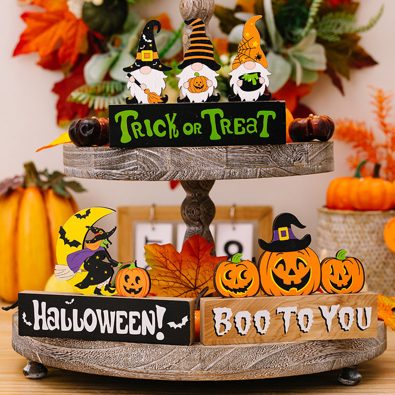 Halloween Pumpkin Wood Ornaments