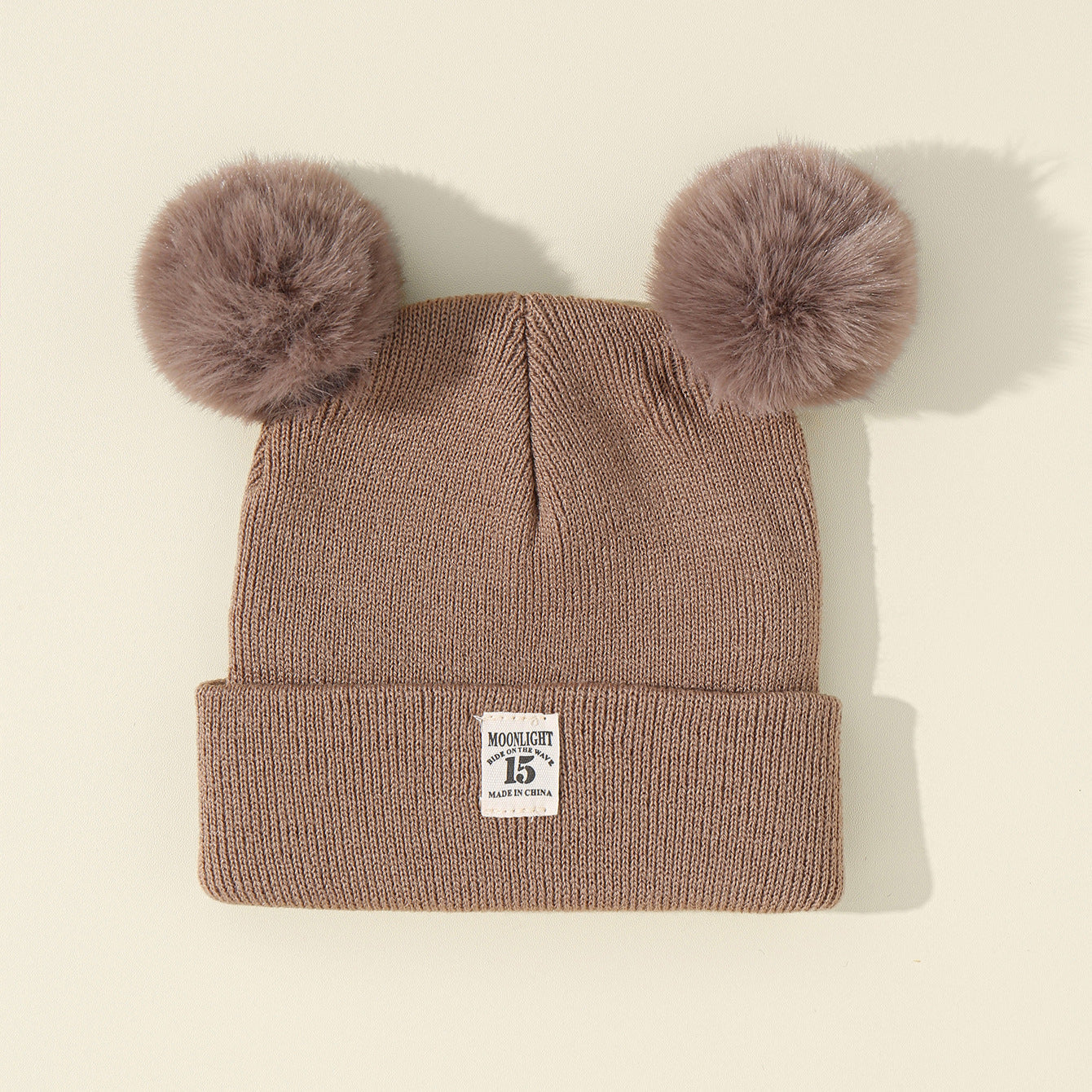 Wholesale acrylic autumn winter solid color woolen kids double ball hat