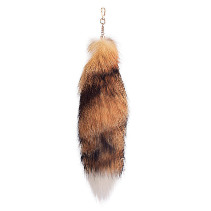 of Oversized Fox Hair Pendant Keychains