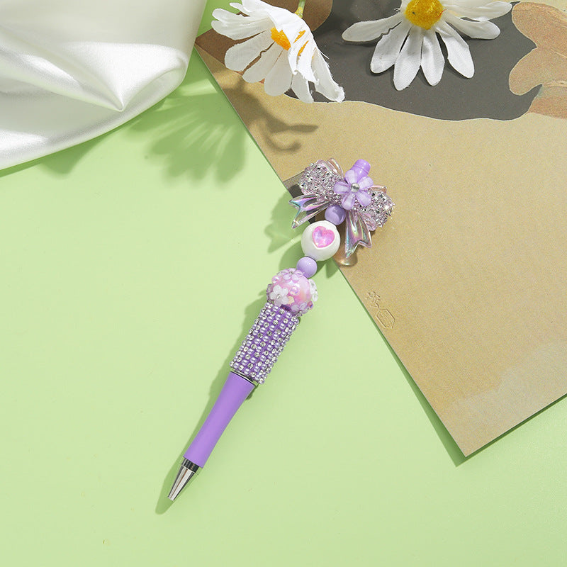 Beaded Pens Colorful Handmade Beaded Twisting Flower Butterfly