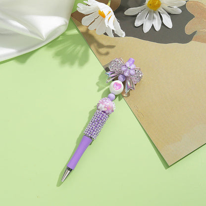 Beaded Pens Colorful Handmade Beaded Twisting Flower Butterfly