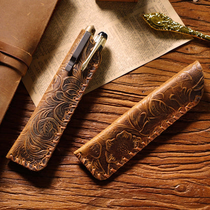 Retro Pure Handmade Head Layer Cowhide Creative Pen Bag