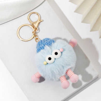 Cute Wool Hat Small Coal Ball Keychain