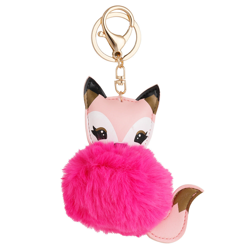 Cartoon Cute Fox PU Plush Key Chain