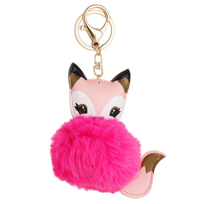 Cartoon Cute Fox PU Plush Key Chain