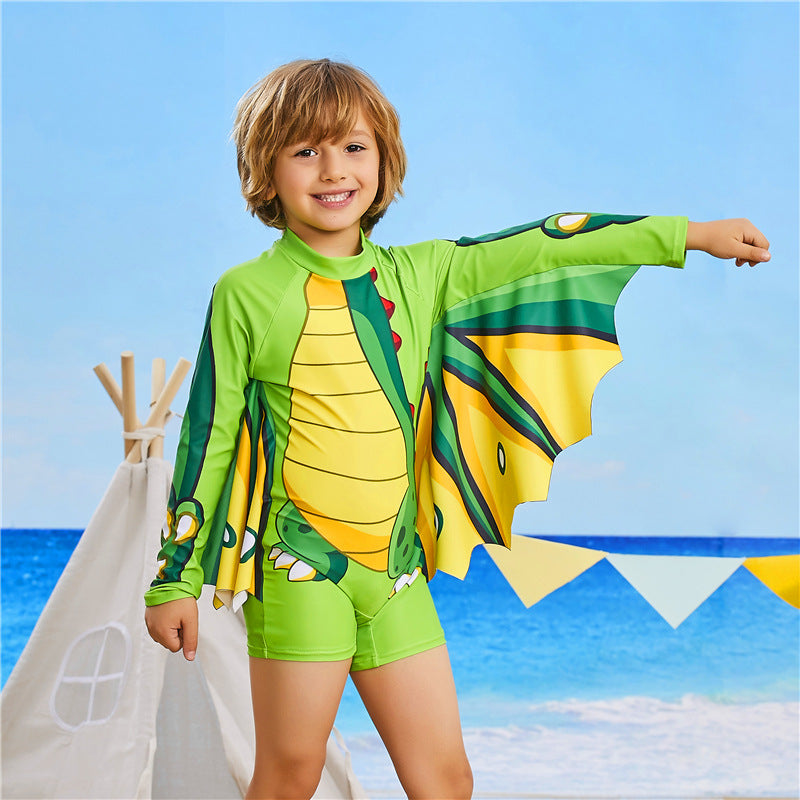 Siamese Hooded Boys Swim Trunks Big Kids Student Swimwear