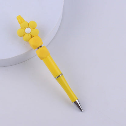 Beadable Pens Handmade Flower Silicone Beaded Ballpoint Pen