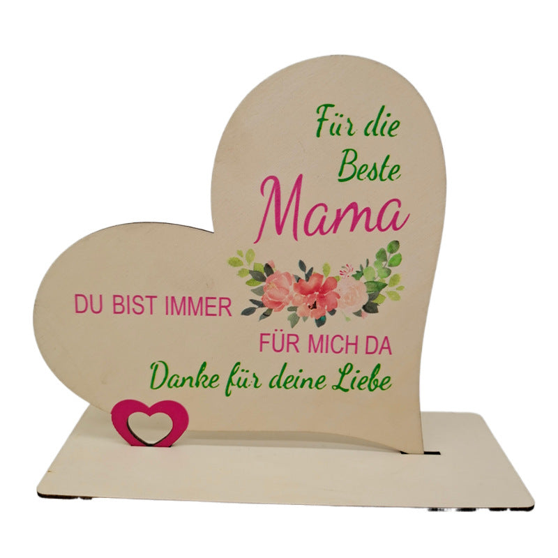 Mother's Day Heart-shaped Wooden Ornaments