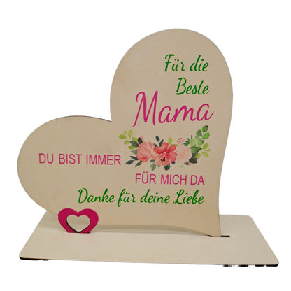 Mother's Day Heart-shaped Wooden Ornaments