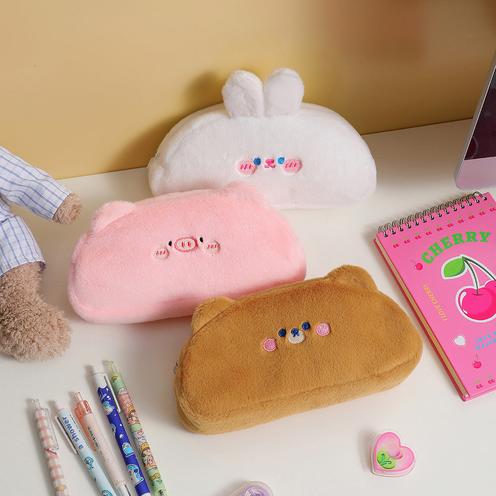 Cartoon Pig Plush Pencil Bag