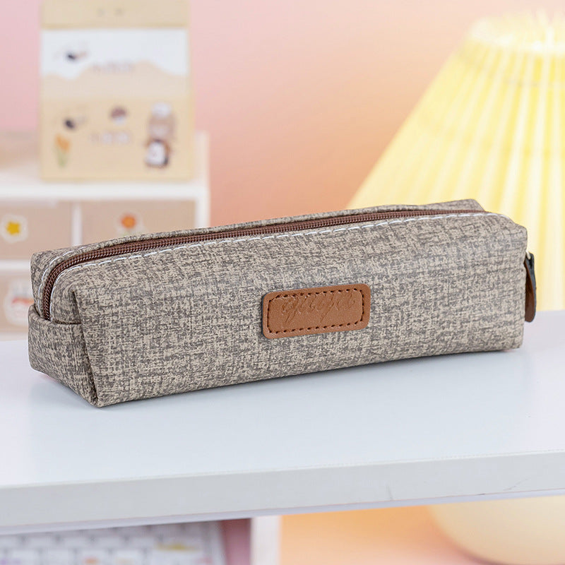 Simple Solid PU Waterpro Single Layer Pencil Bag