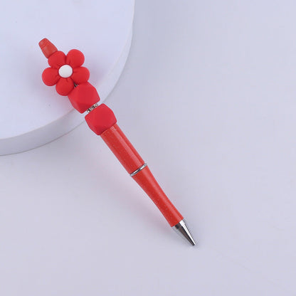 Beadable Pens Handmade Flower Silicone Beaded Ballpoint Pen