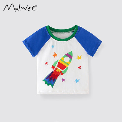 Boys' top cotton short sleeve handsome gas shirt