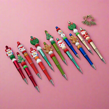 Christmas Cartoon Silicone Handmade Beaded Pen Ballpoint Pen