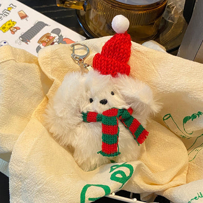 Christmas Red Hat Scarf Plush Toy Long Hair