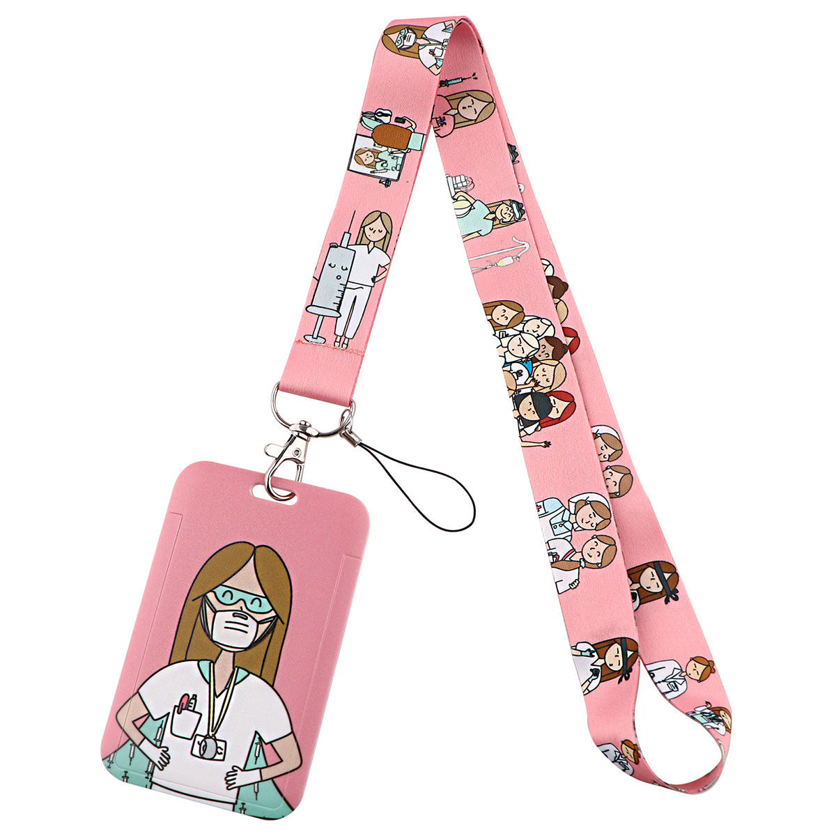 Medical card holder webbing mobile phone lanyard keychain