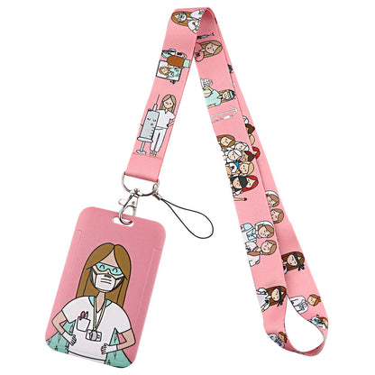 Medical card holder webbing mobile phone lanyard keychain