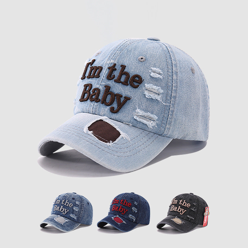 Cotton Embroidered Letter Hole Children's Baseball Caps