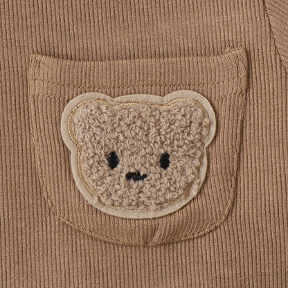 Bear Embroidery Short Sleeve Shorts Set Cotton Baby Clothes