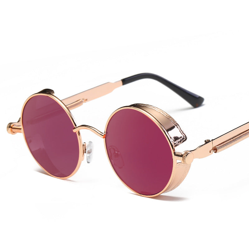 Neutrals Punk Fashion Round Retro Sunglasses