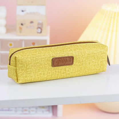 Simple Solid PU Waterpro Single Layer Pencil Bag