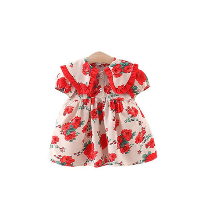 Girls Summer Puff Sleeve Printed Dress