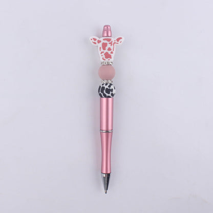 Cartoon Cow Head Cow Pattern Silicone Bead Pen