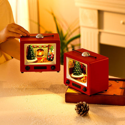 Rotating Music Resin TV Desktop 19cm*13cm*18.5cm Decoration Christmas