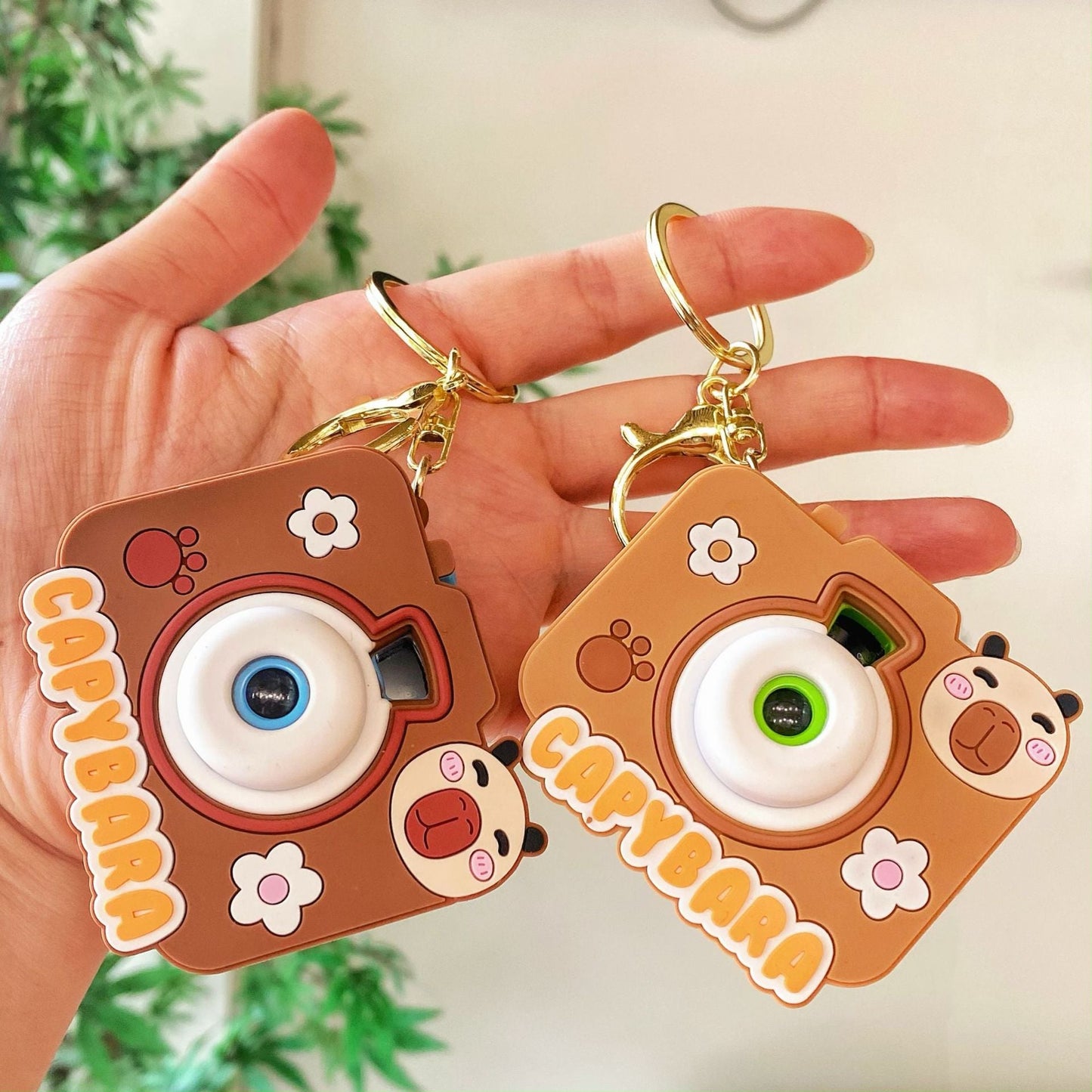 Creative Small Capybara Luminous Silicone Camera Keychain