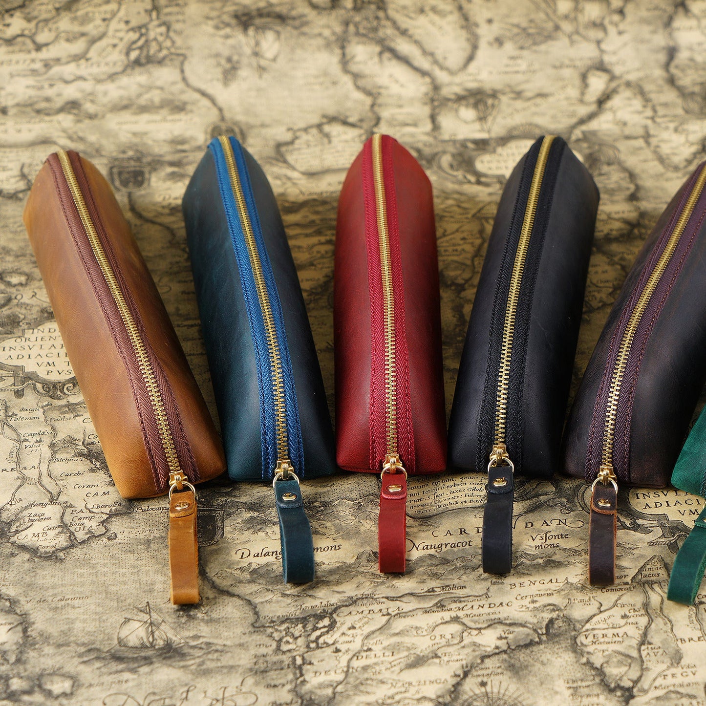 Extend The Head Layer Cowhide Simple Pen Bag
