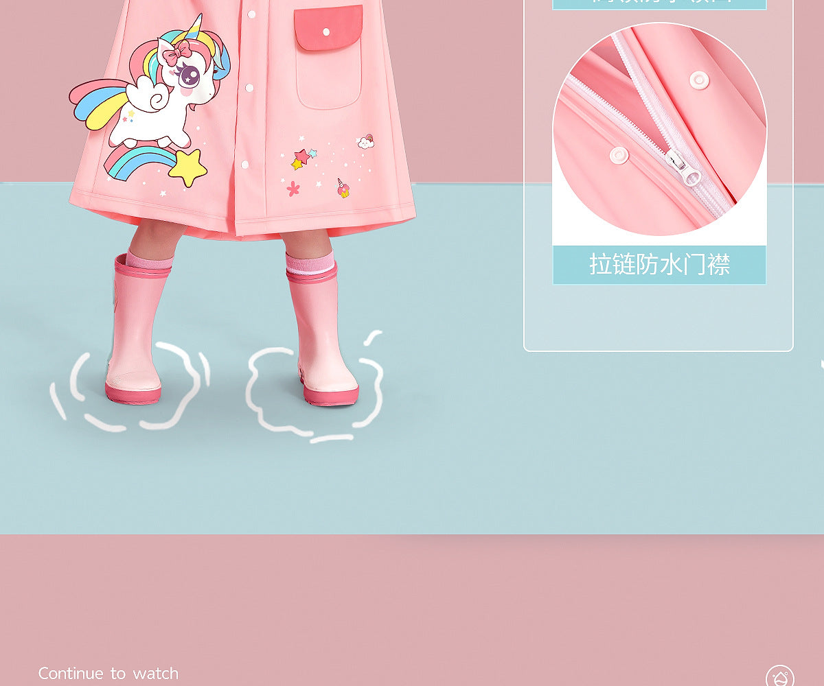 Cartoon Raincoat with Storage Bag