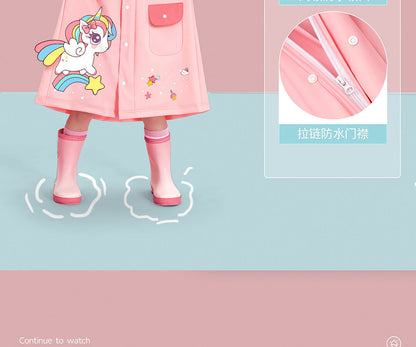 Cartoon Raincoat with Storage Bag