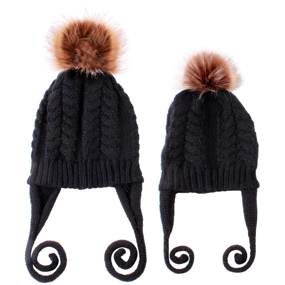 Wholesale of New Braided Parent-child Acrylic Pullover Hat Knitted Hat