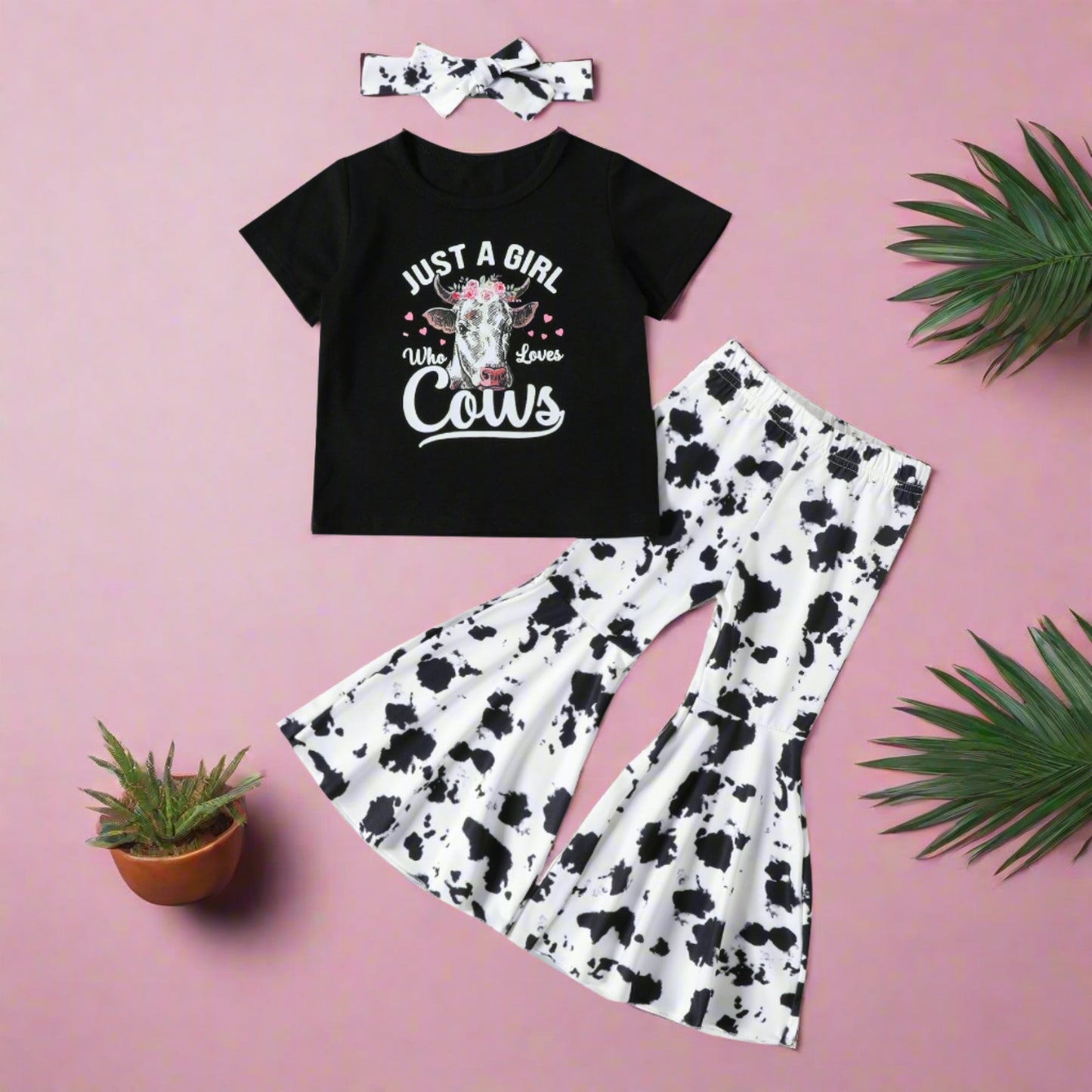 Summer Western Cotton T-shirts and Flared Pants Children's Sets