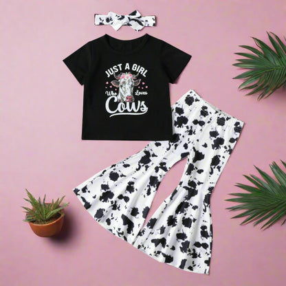 Summer Western Cotton T-shirts and Flared Pants Children's Sets