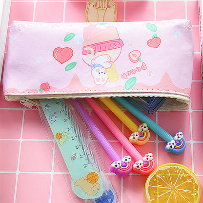 Creative PU Leather Cartoon Bear Rabbit Pencil Case