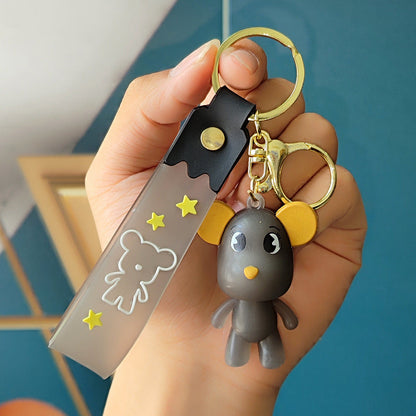 Cartoon Crystal Bow Tie Bear PVC Soft Glue Creative Keychain