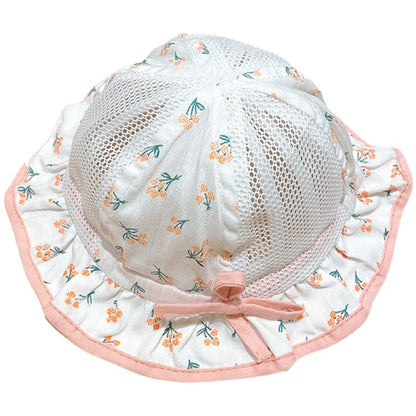 Cotton Children's Summer Floral Mesh Breathable Bucket Hat
