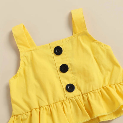 Cotton Children's Camisole Flower Flared Pants Suit