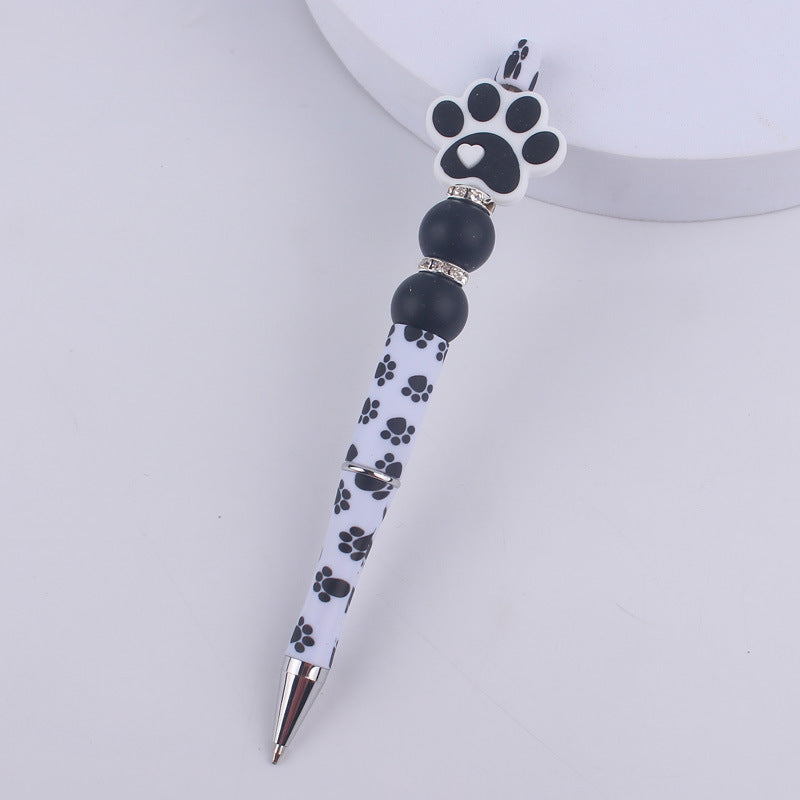 Handmade Bead Pen Cartoon Dog Paw Silicone Ballpoint