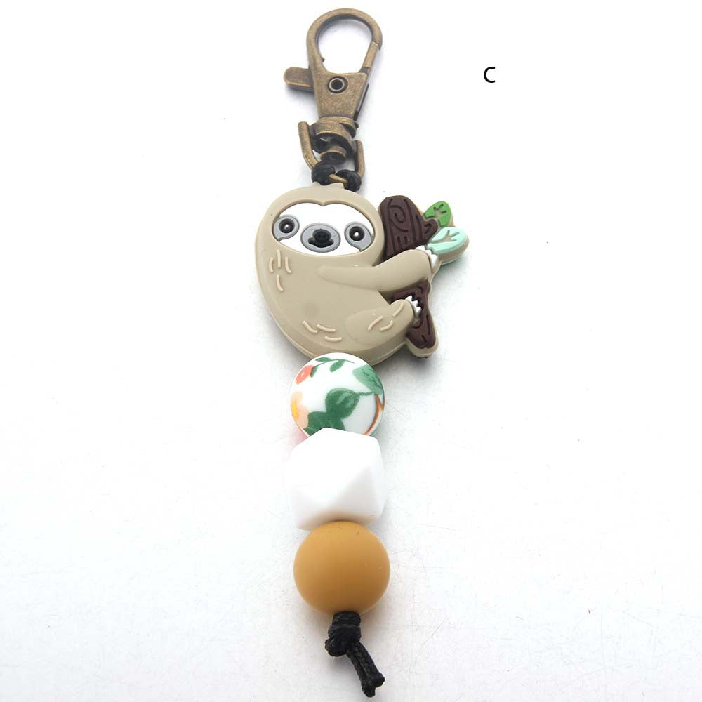 Bee Silicone Beaded Keychain