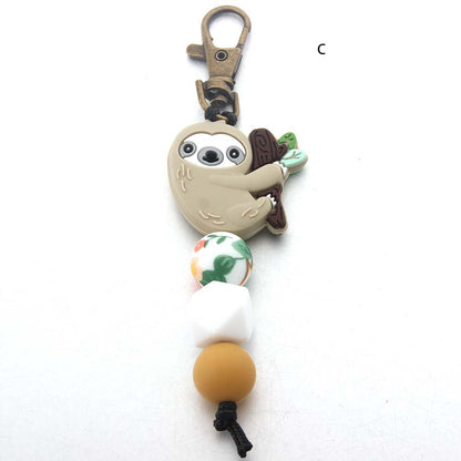 Bee Silicone Beaded Keychain