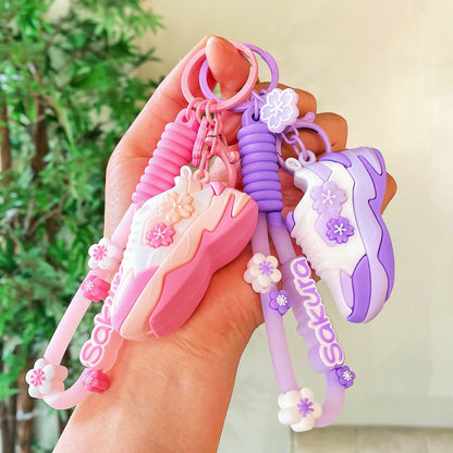 Cartoon Cherry Blossom Rabbit Running Shoes Keychains