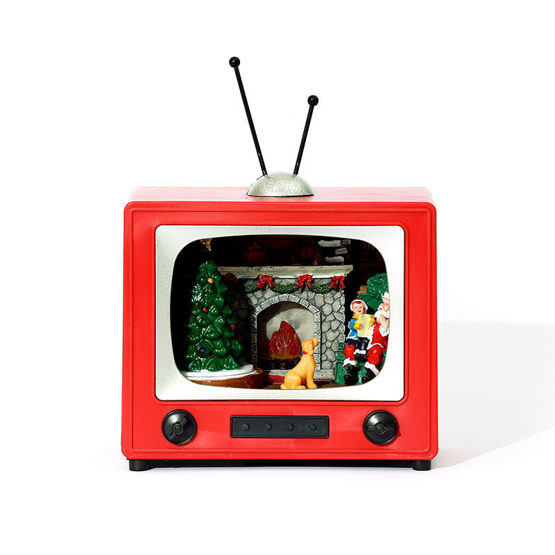 Rotating Music Resin TV Desktop 19cm*13cm*18.5cm Decoration Christmas