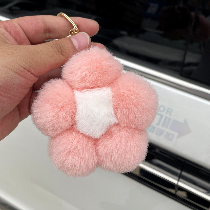 Hairball Flowers Cute Plush Keychain