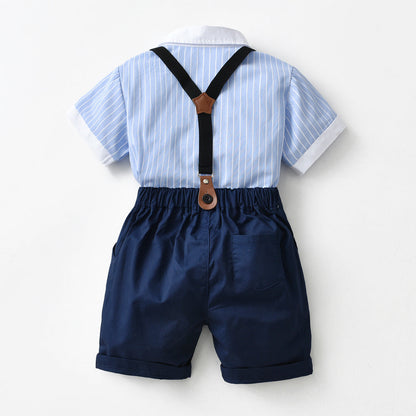 Children's Cotton Shirt and Suspender Four Piece Set