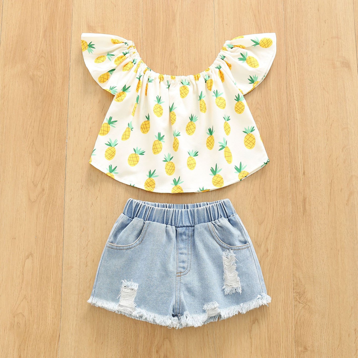 Girls Summer Printed Cotton Baby Clothes Set of Two