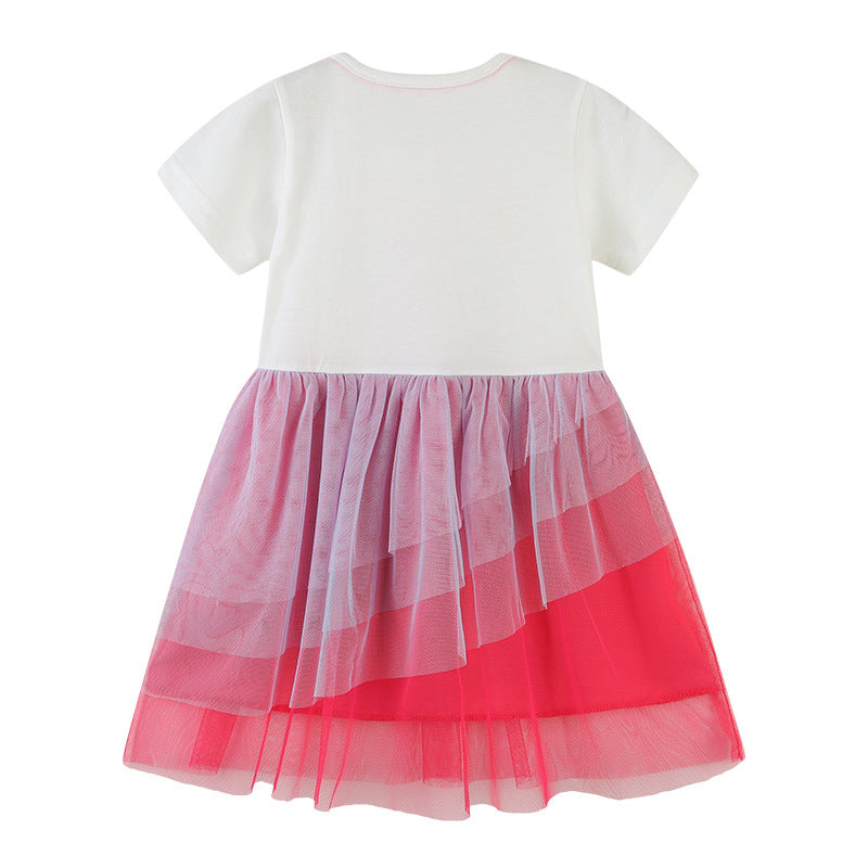 Girls Round Neck Lace Cotton Princess Dress Baby Clothes